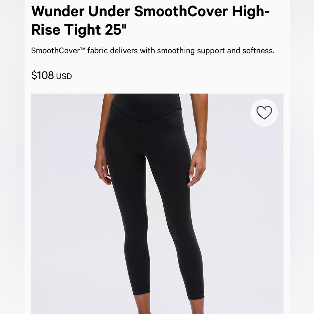 Lululemon Wunder Under SmoothCover High-Rise Tight 25” NWT